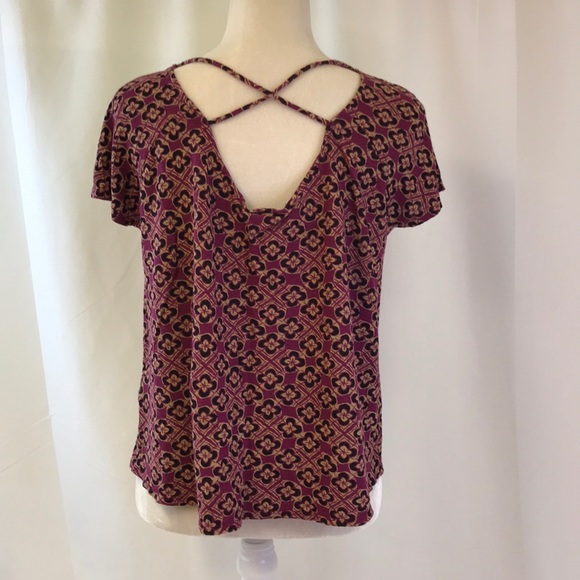 Lucky Brand Boho Print Shirt with CrissCross Back - Picture 2 of 7